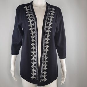 Christopher & Banks Black and White Cardigan Sweater